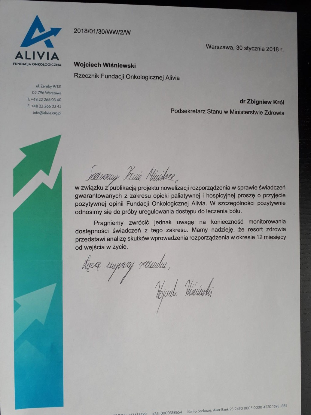 pismo od fundacji alivia
